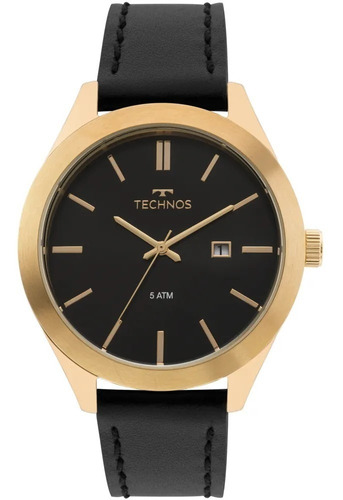 Relogio Technos Masculino Couro Dourado Social Original A Prova Dagua Com Garantia De Fabrica E Nota Fiscal 2115mnq/od