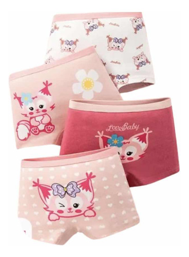 Set De 4 Boxers, Panties Para Niña Algodón Zorrito