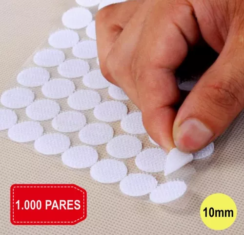 Velcro Autocolante Adesivo Redondo 10mm Dupla Face 1.000 Par