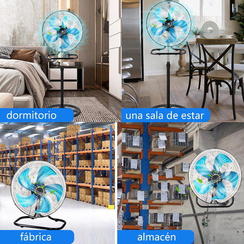 Ventilador De Piso Oscilante 180 3 Velocidades 5 Aspas Negro