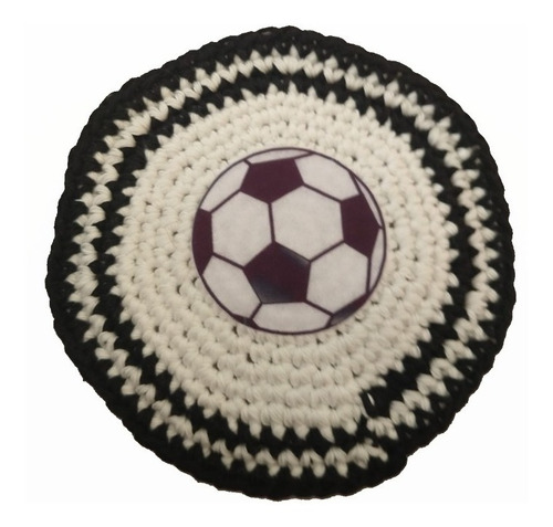 Kipa Infantil Tejida A Crochet Con Pelota Termoadhesiva