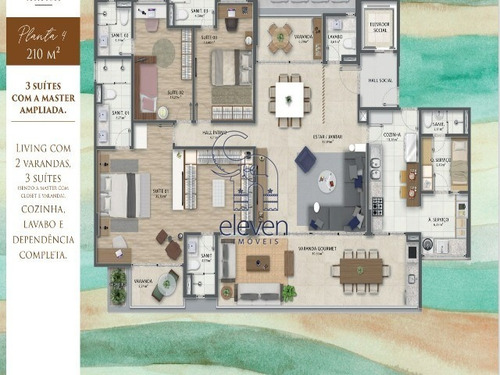 Imagem 16 de 20 de Apartamento Residencial Para Venda Morro Ipiranga Residence Barra, Salvador 4 Dormitórios Sendo 4 Suítes, 2 Salas, 5 Banheiros, 3 Vagas 210,00 M² Útil - Ag010 - 69917529