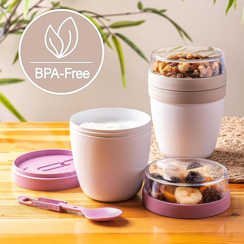Vaso Para Yogurt Cereales Y Frutas 650ml Titiz + Cuchara