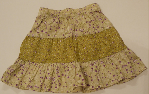 Pollera H&m Verdosa Flores Violetas Talle 1-1,5 Años