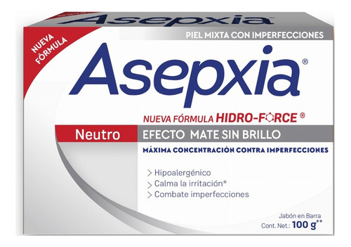 Asepxia Jabón Neutro X 100grs Antiacné Grasitud