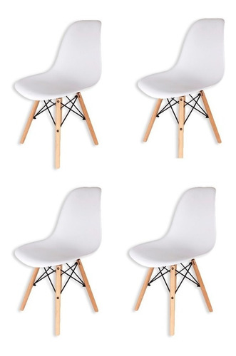 Silla de comedor Home Kong Eames nordicas, estructura color blanco, 4 unidades