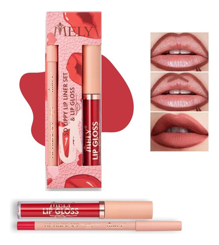 Labial Lipgloss Mate + Delineador Liner Larga Duracion Mely