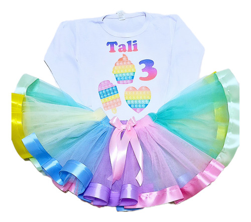 Conjunto De Tutu Y Remera De Pot It Corazón Personalizado