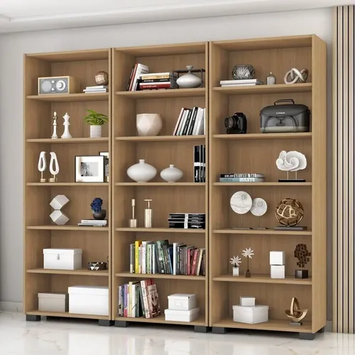 Kit 3 Estantes Para Livros 5 Prateleiras 188cm x 181,5cm Wt