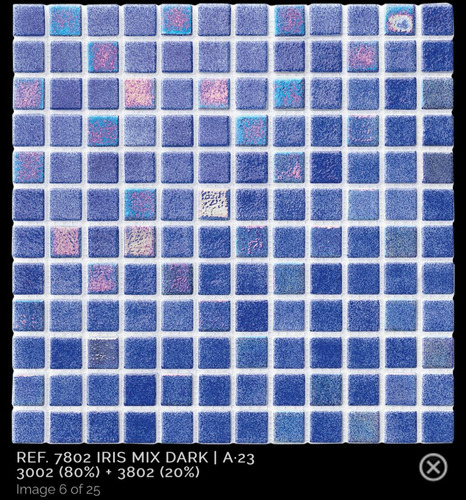 H20 Malla Mosaico Iris Mix Dark Azul Piscina Tornasol 30x30