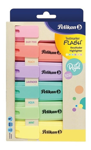 Resaltador Pelikan Flash Colores Pastel X 6
