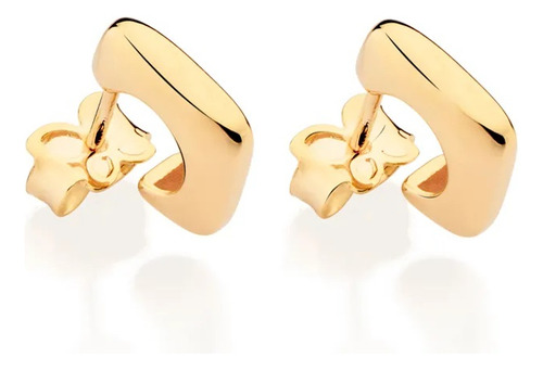 Brinco Rommanel Argola Quadrada Pequena Banhado Ouro 18k