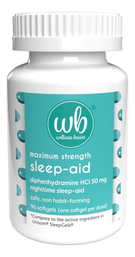 Difenhidramina Hcl 50 Mg Sueño Máximo Alergia 96 Capsulas Sabor Sin Sabor