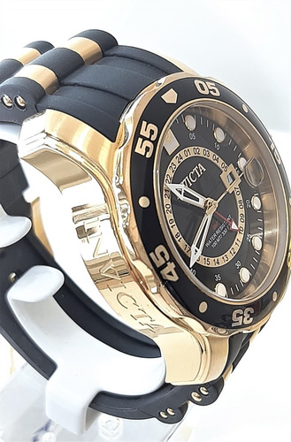 Relógio Invicta 6991 Dourado Pro Diver Gmt Pulseira Borracha
