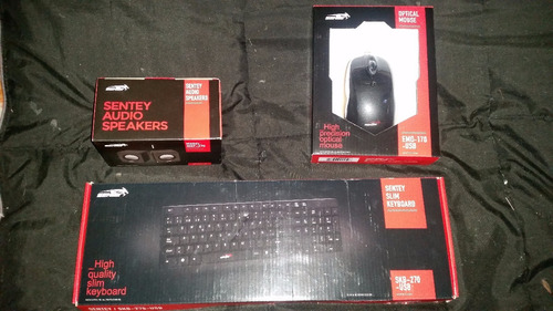 Kit Combo Teclado Mouse Parlantes Usb Sentey En Caja Salta