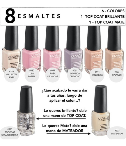 Imagen 2 de 10 de Kit Esmaltes De Uñas Tradicional X 8 Mate O Brillante
