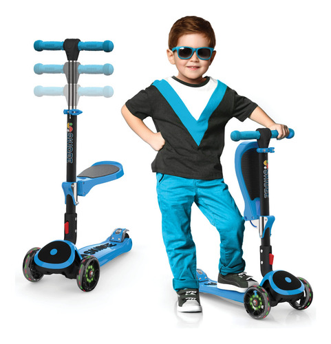 Patinete Infantil Ajustable Plegable Con Luces Led