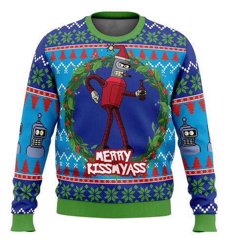 Polera Futurama Serie Ugly Sueter Navidad Polera Sublimada