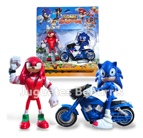 Muñeco Sonic Con Moto Más Muñeco Knuckles (nudillos) 12 Cm