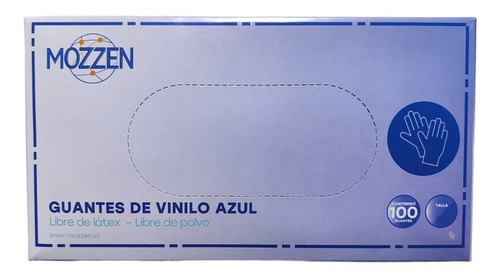 Imagen 3 de 4 de Guante De Vinilo Azul 100 Unidades Talla L