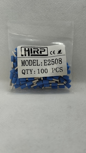 Terminal Pin Hueca Doble Te2508 Azul Awg #14 