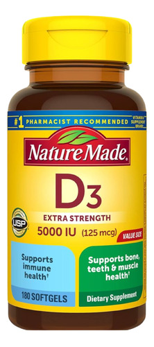 Vitamina D3 Extra Strength 5000 Iu 100 Softgels 