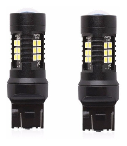 Par Ampolleta Led T20 Blanco Frio 12v 7443 Doble Contacto