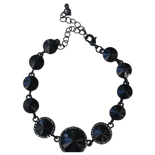 Pulsera De Fiesta, Simil Cristal,  Ana Negra Con Cadenita .