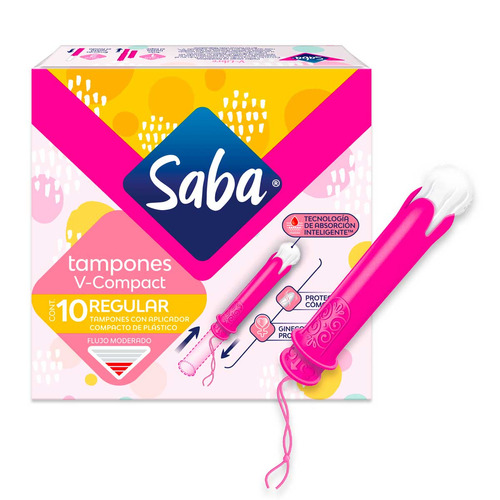 Tampones Saba Regular Con Aplicador Compacto De Plástico 10 