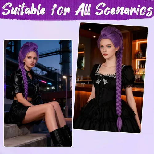 Peluca Larga Cola De Caballo Rosa Y Morado Para Cosplay De KPop, Demon Hunters O Fiestas – Estilo Anime Y Fantasía
