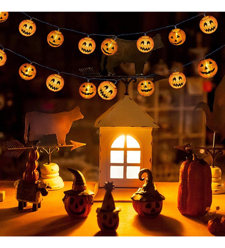 Guirnalda 5 Led Calabazas Halloween Extensión 1.7m Luz Pilas