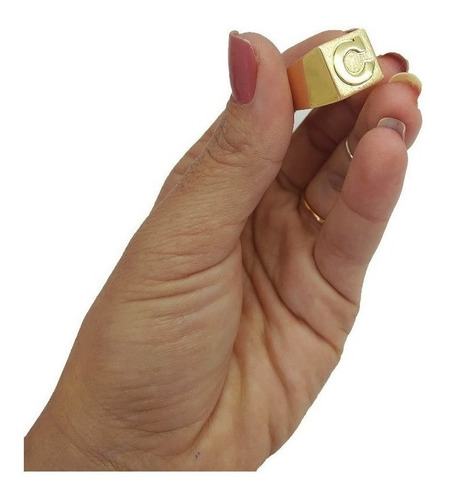 Anel Masculino Com Letra Ouro 18kl / 750 A Vista Oj