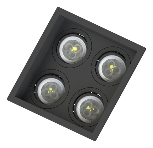 Mr11 Luminaria Led Recuado Quadruplo + Lampada 4w Kit 3