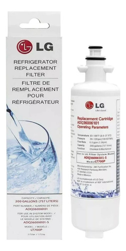 Filtro Para Agua Refrigerador LG Adq36006101 Lt700p Color Blanco