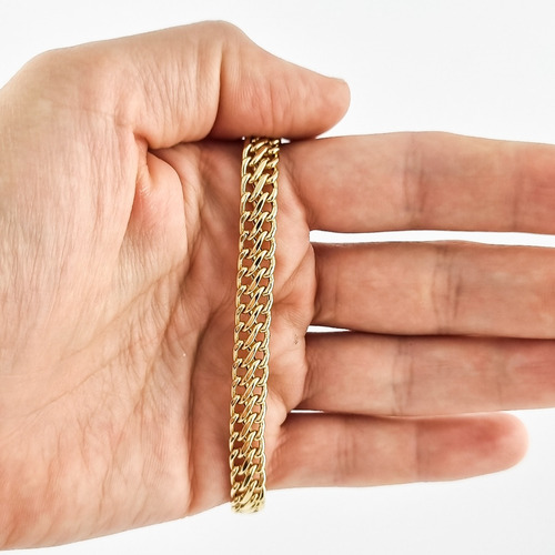 Conjunto Lacraia Colar 60 Cm E Pulseira 21 Cm7.4 Ouro 18k
