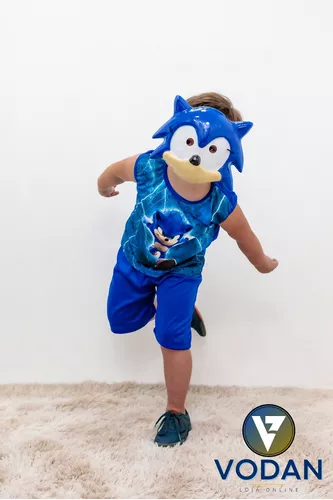 Fantasia De Halloween Carnaval Chineco Azul Super SONIC Menino