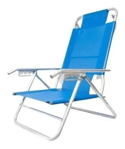 Reposera Playera Camping 5 Posiciones Aluminio 90kg 80012 Color Azul