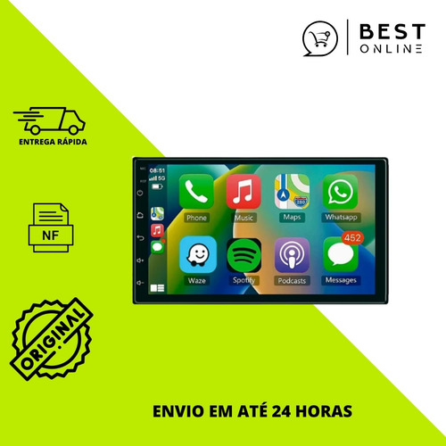 Multimidia 7 Pol Carplay Sem Fio Androidauto Mp5 Kx3 Krc3100