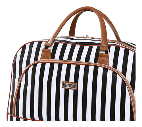 Duffel Oversized Tote Weekender De Lineas Blancas Y Negras Duffel Oversized Tote Weekender De Lineas Blancas Y Negras
