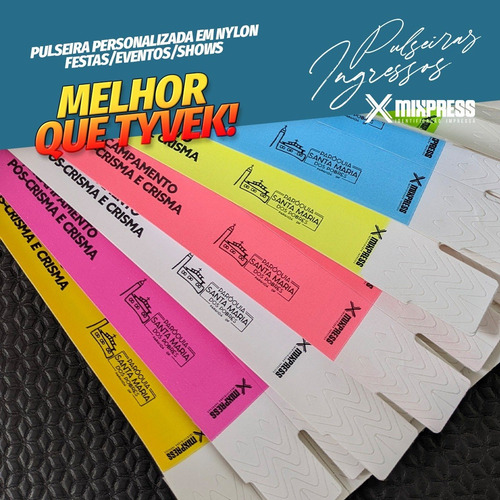 Imagem 1 de 6 de 400 Pulseiras Identificação Nylon Personalizada Festa Evento