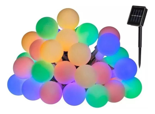 Pack X3 Luces Guirnalda Solar Esferas Blancas Led Multicolor