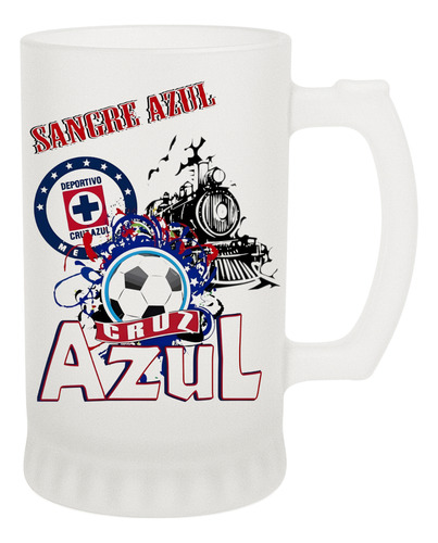 Tarro Cervecero Cruz Azul Equipos De Futbol Regalo 473 Ml Blanco