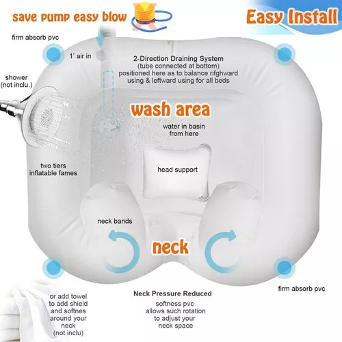 Bacia De Shampoo Inflável Com Travesseiro, Bacia De Encosto
