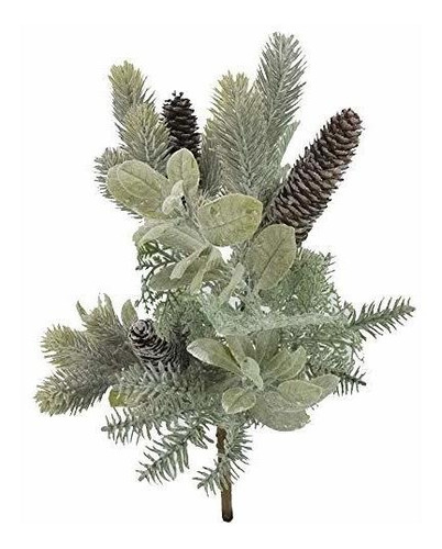 Admired By Nature Artificial Mixed Bush Frosted Pinecone Dec