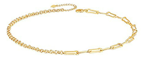 Collar De Cadena De Clip De Papel En Oro De 18k, 16''