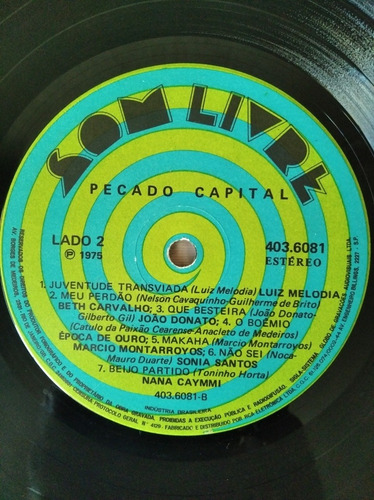 Lp Pecado Capital Luiz Melodia Azimuth Nana Caymmi Moreira (Usado)