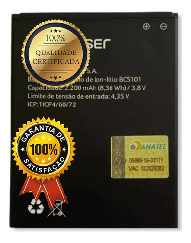 Ba-teria  Bcs101 Compativel Com Multilaser F Pro Original