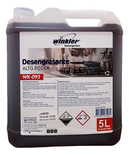 Desengrasante Concentrado Industrial Alto Poder Wk 093 5 Lts