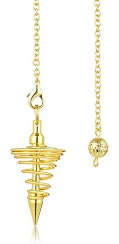 Péndulo Espiral Oro Dorado + Instructivo/ Reiki/ Radiestesia