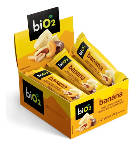 Barra de Castanhas e Frutas biO2 Banana com Chocolate 25g